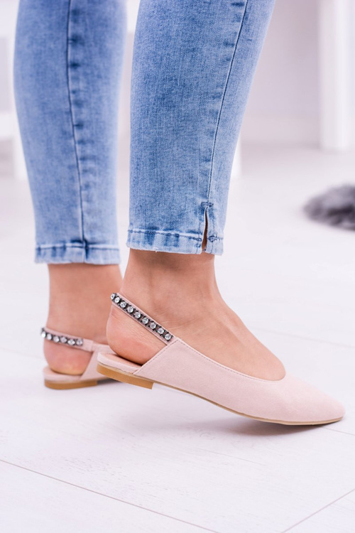 Lu Boo Pink Suede Ballerinas in Spike Zirconia Macron