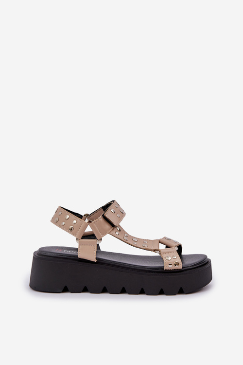 Embellished sandals on platform beige Tatellia