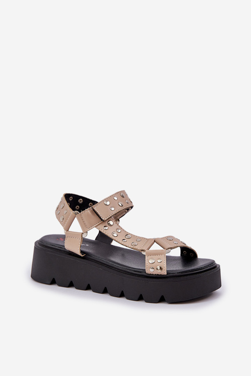 Embellished sandals on platform beige Tatellia