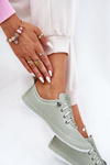 Ladies Leather Lace-Up Shoes Made Of Natural Leather Artiker 54C0833 Light Green