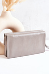 Large Leather Wallet On Zipper Grey Loreaine