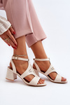 Beige Low Heel Sandals Eleriva