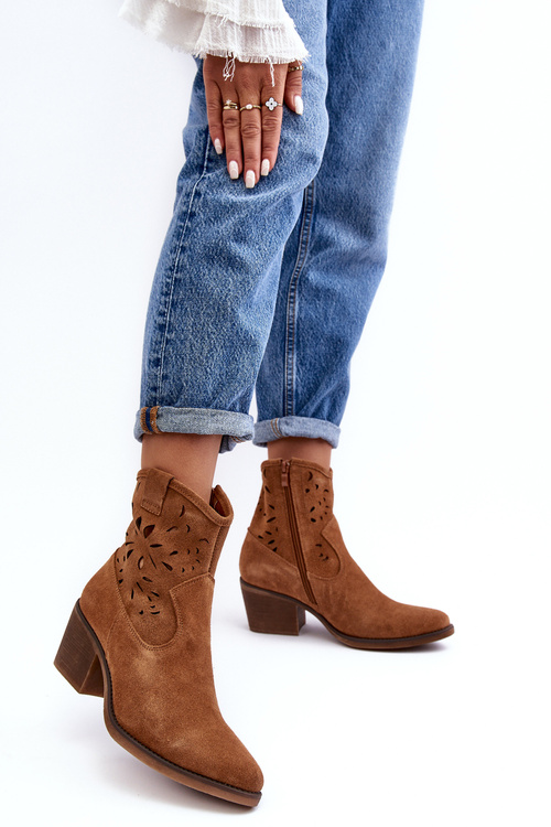 Suede Cowboy Boots with Lace D&A SN622-20 Camel