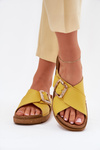 Leather Women's Slippers With Buckle Inblu ED0003IU Yellow