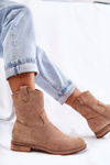 Women's Suede Flat Heel Boots Beige Fiorenz