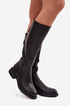 Leather Women's Boots Flat Heel Lined D&A JC52-837 Black