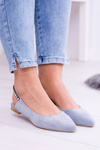 Lu Boo Blue Suede Ballerinas Pointed Zirconia Ballerinas Macron