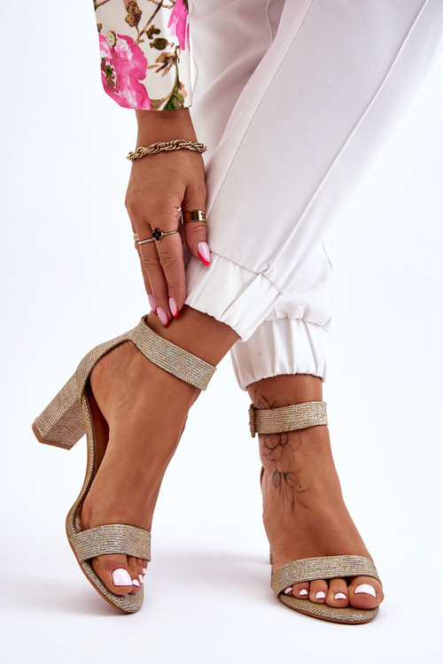 Glossy Heel Sandals gold Maxim