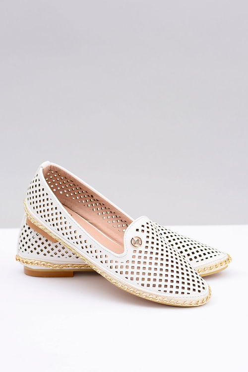 Lu Boo | White Openwork Ballerina Ballerina Lords Stylish