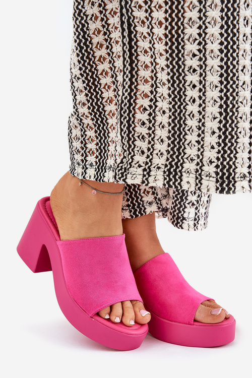 Women's Heeled And Platform Slippers Fuchsia Omeisa