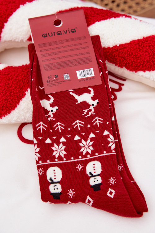 Men's Christmas Socks Bear in Sweater Red