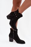 Women's ankle boots with fringe on heel Black Rosabella