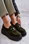 Fashionable suede shoes on the platform Khaki Marsol