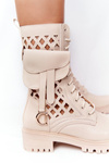 Openwork Boots With A Purse Beige Rock Star