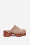 Clogs Women's Slippers With Studs Eco Suede Beige Ellason