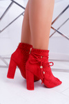 Women's Stiletto Boots Suede Red Corinne