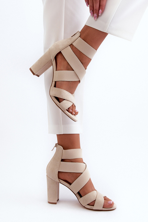 Women's sandals with straps on a beige heel Obissa