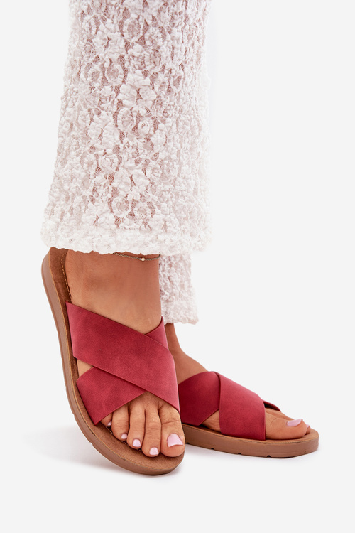 Ladies Slippers Made Of Eco Leather Burgundy Lorana