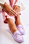 Women's Leather Loafers With A Bow Violet Aurila