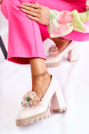 Elegant Pumps With Ornament Smooth Light pink Caterine