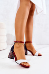 Leather Sandals On A Bar Navy blue and red Lorene