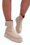 Women's Leather Platform Boots Beige Jenefer