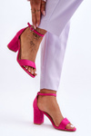 Suede High Heel Sandals Fuchsia Madame