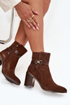 Women's ankle boots made of natural suede with heel lined Sergio Leone BT25384-S Brown