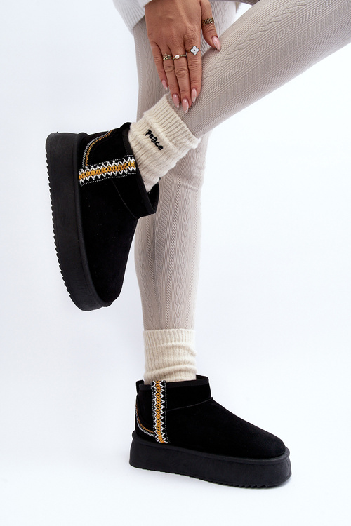 Platform Snow Boots with Pattern Black Udra