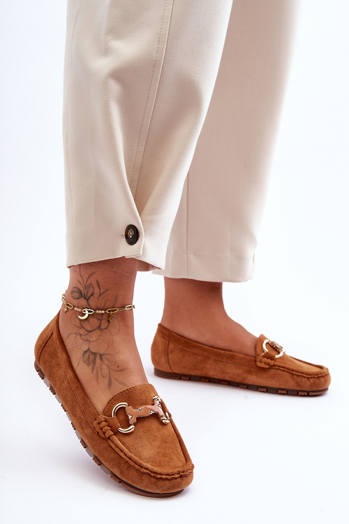 Women's Suede Moccasins with Decoration Brown Dionira