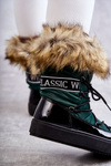 Women's Lace-up Snow Boots Green Santero