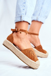 Espadryle Damskie Na Platformie Lniane Camel Palermo