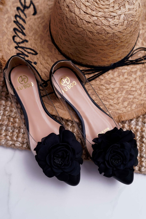 Women's Lu Boo Ballerinas Black With Flower Transparent Dairin