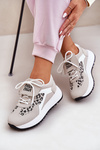 Sports Shoes Sneakers Women On Platform Leopard White-Beige Pumbes