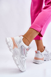 Fashionable Women's Platform Sneakers White-Pink Biko