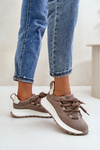 Damskie Zamszowe Sneakersy Grube Sznurowanie Beżowe Artiker 54C1409