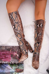 Women's Stiletto Boots Animal Textured Brown Brogues