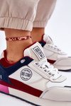 Sneakersy Skóra Memory Foam System Biało-Czerwone Big Star LL274369