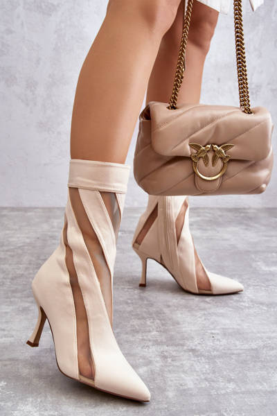 Fashionable Women's High Heel Boots Beige Deyna