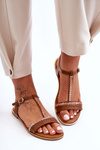 Women's Sandals with Rhinestones Brown Penna
