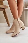 Women's ankle boots with zipper closure eco suede light beige Bonucci