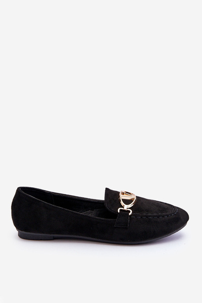 Suede Moccasins With Decorative Element Black Reed