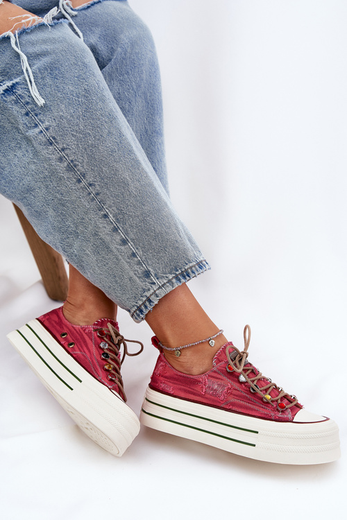 Women's Platform Sneakers Red GOE RR2N4104