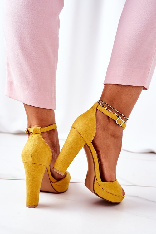 Suede High Heel Sandals Yellow Sarah
