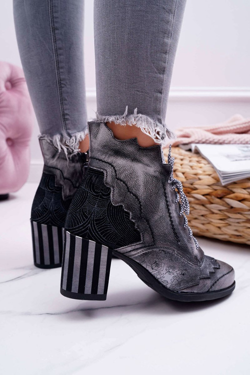 Women's Leather Boots Maciejka Grey 03190