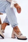 Comfortable Pumps On Massive Heels Beige Julien