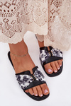 Womens Flat Sandals With Bow Black Avenza