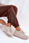 Sportowe Buty Trampki Damskie Skóra Naturalna Złote Brumia 7890