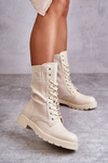 Women's Boots With A Sock On A Flat Heel Beige Liam