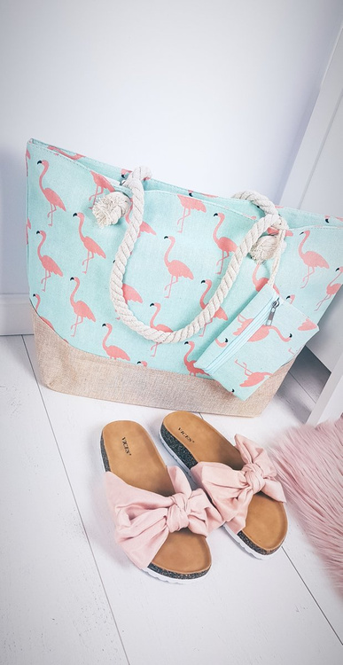 Beach Large Light Blue Handbag Bag Bag Women's Flamingos